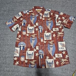 Clearwater Outfitters USA Patriotic American Flag Button Down Shirt L